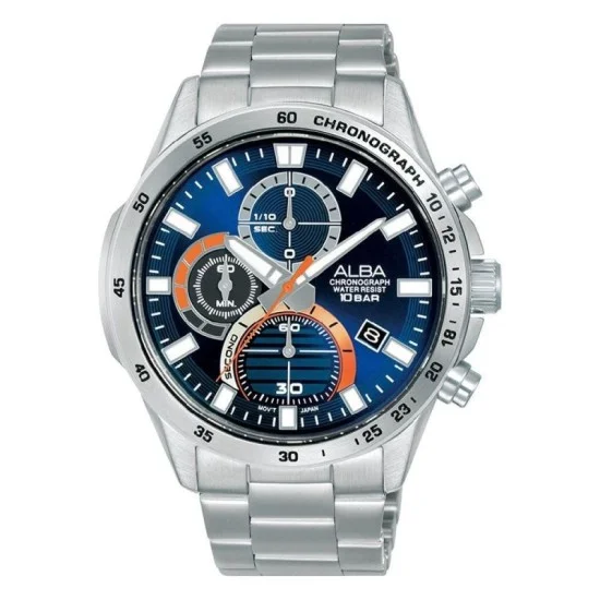 Alba 43Mm Active Men's Watch, Analog, Stainless Steel Strap - Silver